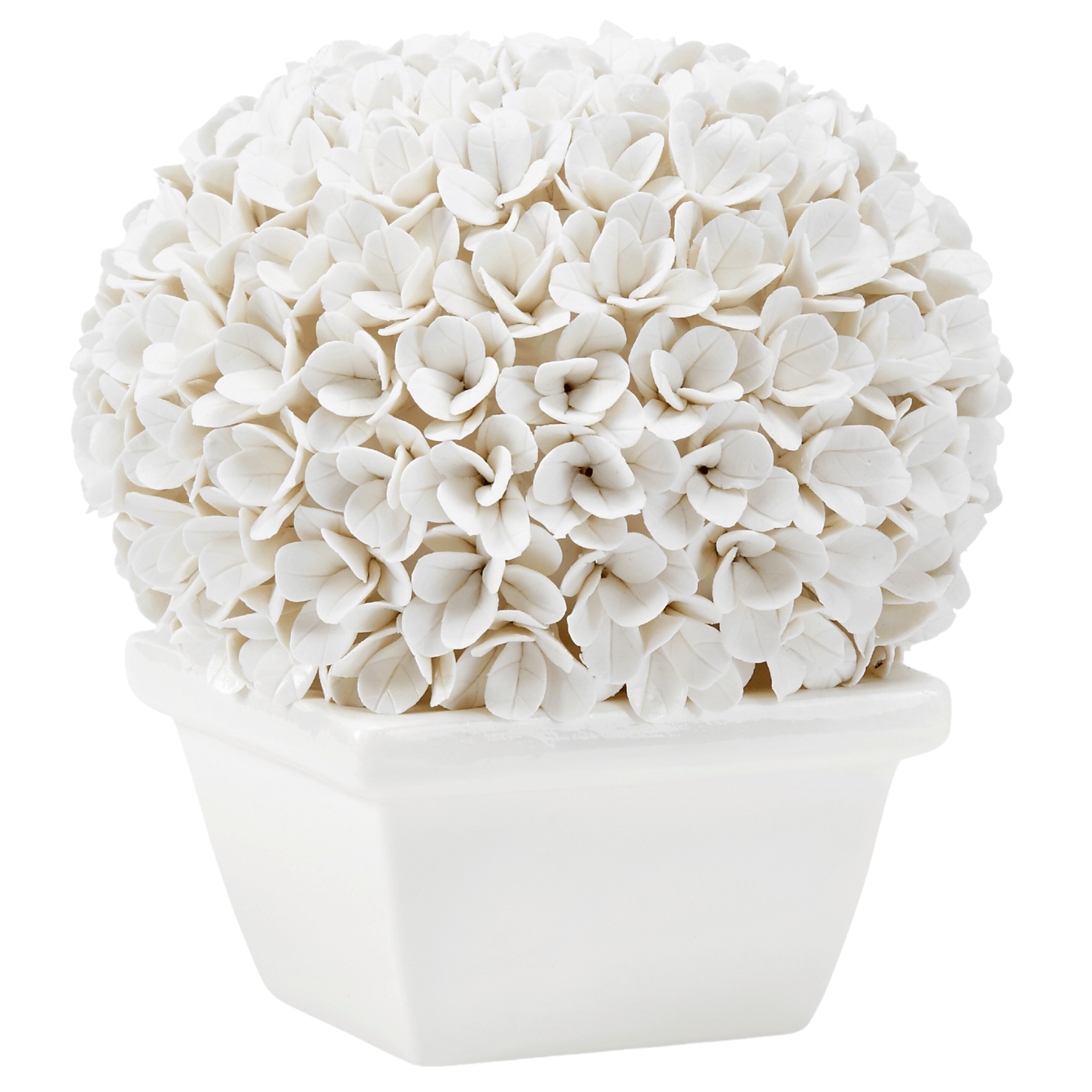 Boston Round Boxwood Topiary in Blanc de China - Elegant Artificial Topiary for Home Decor, Office, Wedding & Garden
