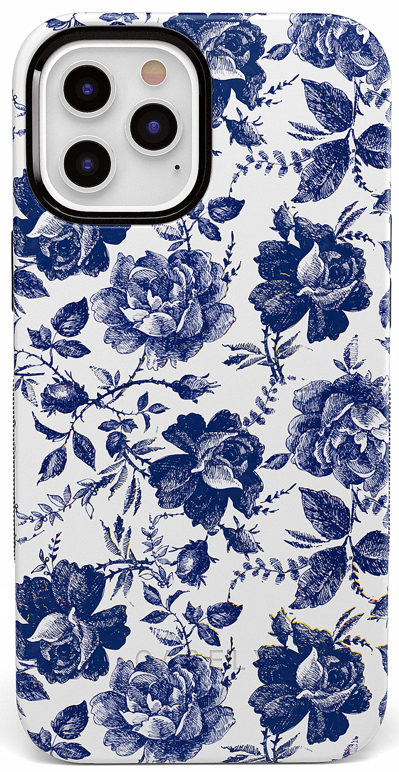 Casely iPhone 12 Pro Max Case Floral Design - Rose to Fame Coquette Blue & White Rose Phone Cover | Protective Slim Fit Shockproof Case for Women Girls | Perfect for Daily Use, Work, Travel & Gift Giving
