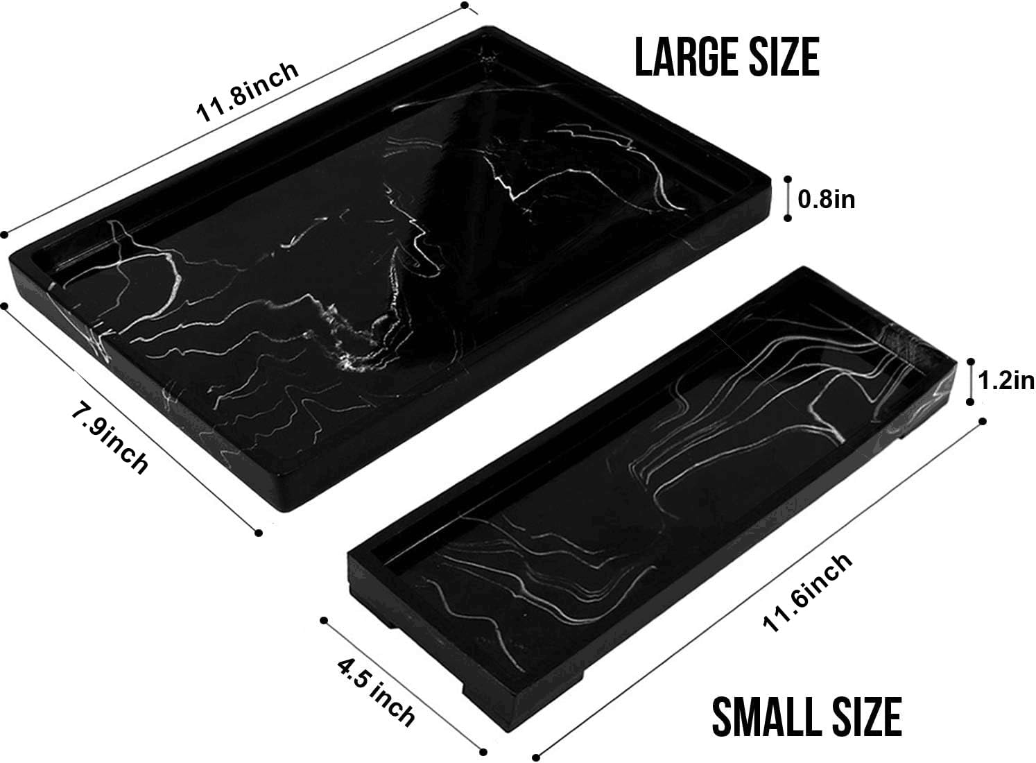 Jolitac Marble Bathroom Tray - Elegant Perfume & Jewelry Organizer with Key Holder, Perfect for Vanity, Dresser, and Countertop Decor | Stylish Display for Tissues, Candles, Soap & Towels in Bathroom, Bedroom or Living Room