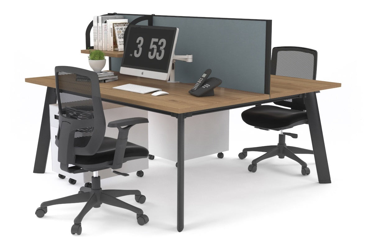 2-Person Workstation with Black Frame - 1400L x 700W - Perfect for Office, Home Office & Collaborative Workspaces