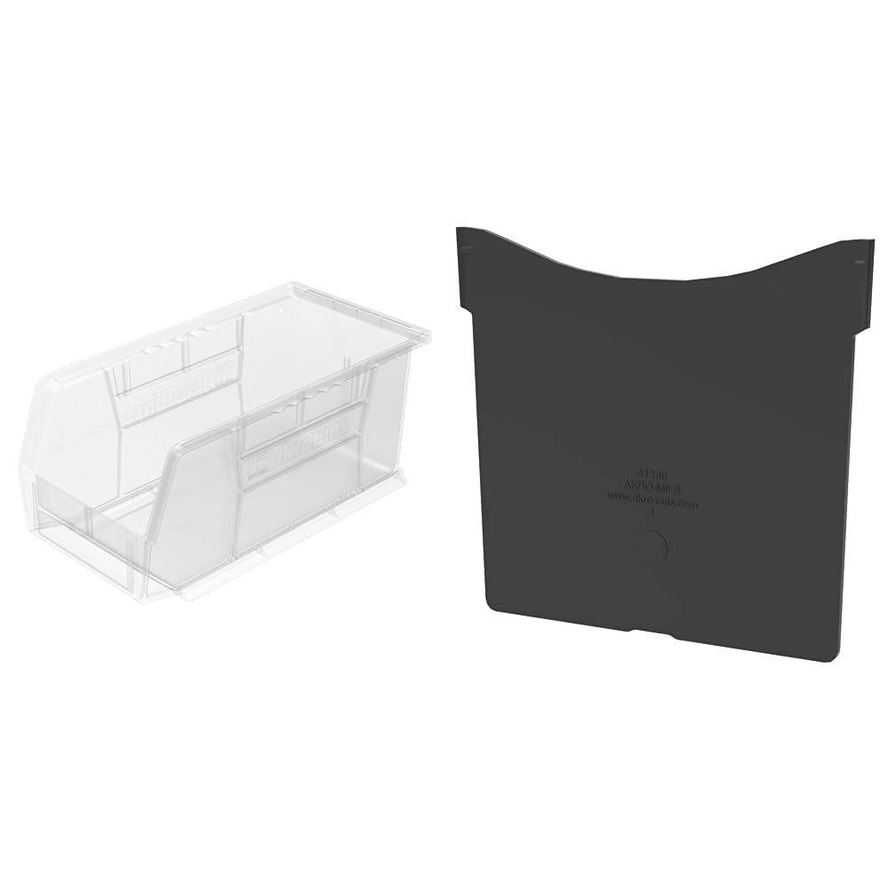 Akro-Mils 30230 AkroBins 12-Pack Plastic Storage Bins with 41230 6-Pack Dividers - Durable Stackable Organizer for Garage, Workshop & Office Supplies
