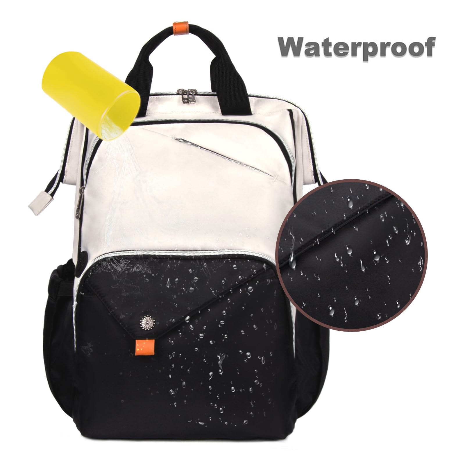 Hap Tim 17 Inch Laptop Backpack for Men & Women - Waterproof Travel Backpack with USB Charging Port, Work Backpack for Office, Nurse, Teacher - Carry On Backpack for Business Trip & College - Khaki Black (7651-BH) | Perfect for Daily Commute, School & Airplane Travel