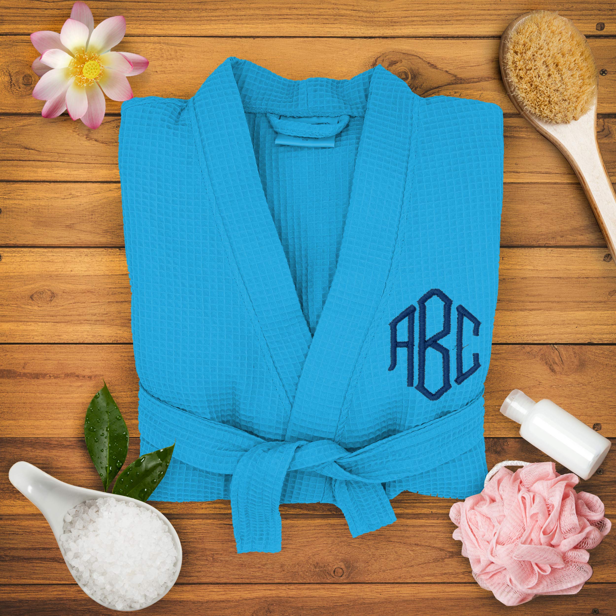 Personalized Monogrammed Waffle Kimono Robe for Bridesmaids - Custom Wedding Bridal Party Robes - Women's Spa Bathrobe - Perfect for Getting Ready Photos, Bridal Showers & Bachelorette Parties