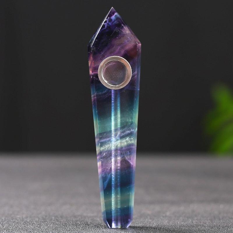 Natural Amethyst Reiki Healing Pipe | Smooth Crystal Stone Smoking Pipe for Meditation & Relaxation | Portable Spiritual Accessory for Energy Cleansing & Stress Relief