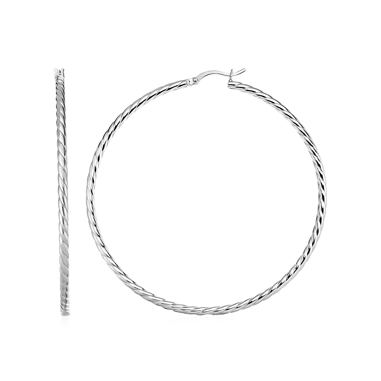 Sterling Silver Twist Texture Hoop Earrings for Women | Diamond2Deal Fine Jewelry | Perfect for Everyday Wear, Parties & Gifts