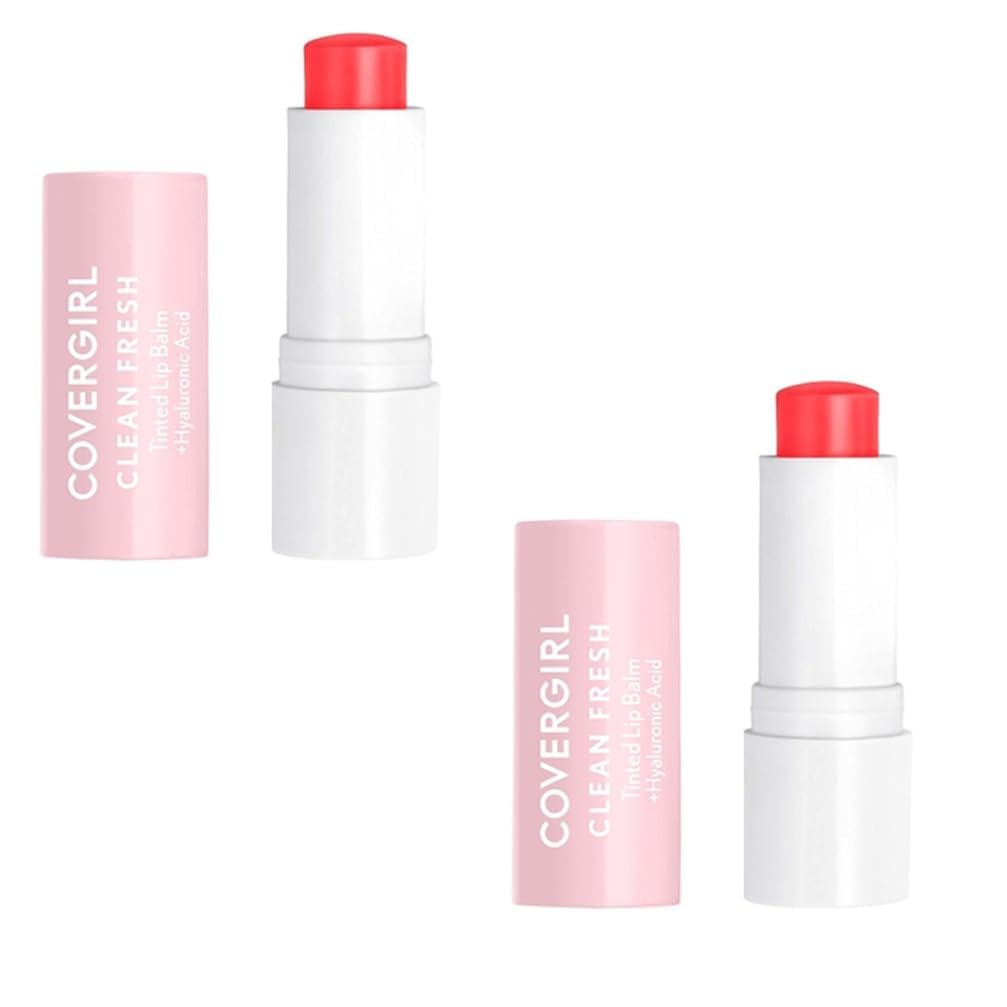 CoverGirl Clean Fresh Tinted Lip Balm 2-Pack - Hydrating & Nourishing Lip Color in Shade Life is Pink 300 | Perfect for Everyday Wear, Natural Makeup Looks & On-The-Go Touch Ups