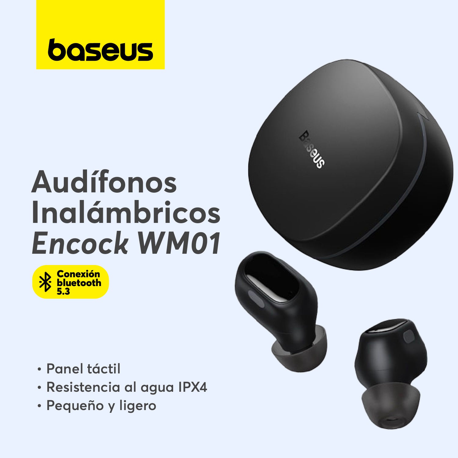 Baseus Encok True WM01 Wireless Earbuds - Black | Bluetooth Headphones for Gym, Running & Travel