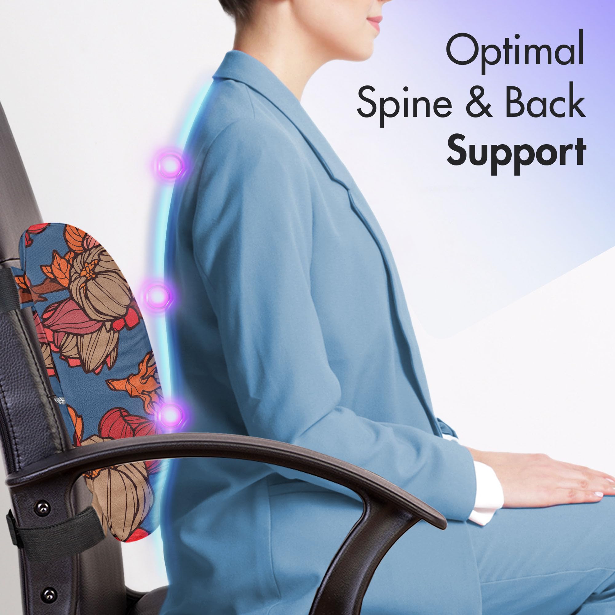 Ambesonne Floral Lumbar Support Pillow - Pastel Onion Flower Boho Print, High Density Foam Cushion for Office Chair & Car Seat (14