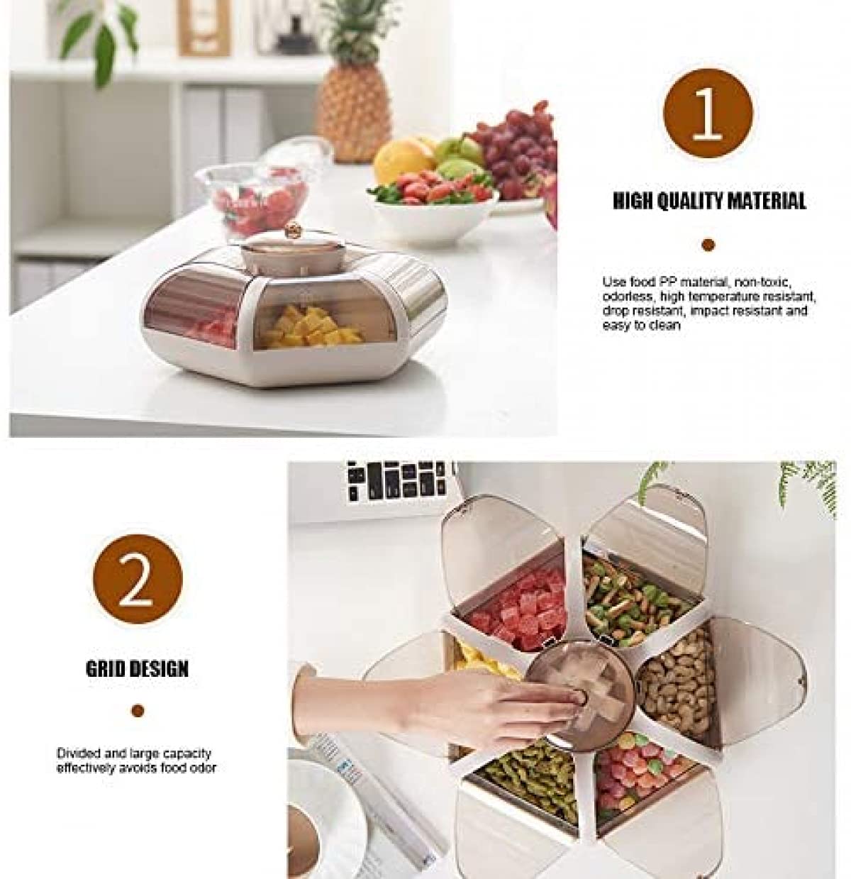 Premium Transparent Snack Box with Press-Type Compartments - 3-Tier Snack Tray for Fruits, Nuts & Party Snacks | Perfect for Office, Picnics & Home Entertaining