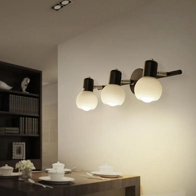 Modern White Round Glass Lampshade - Elegant Spotlight for Living Room, Bedroom & Office Lighting Decor