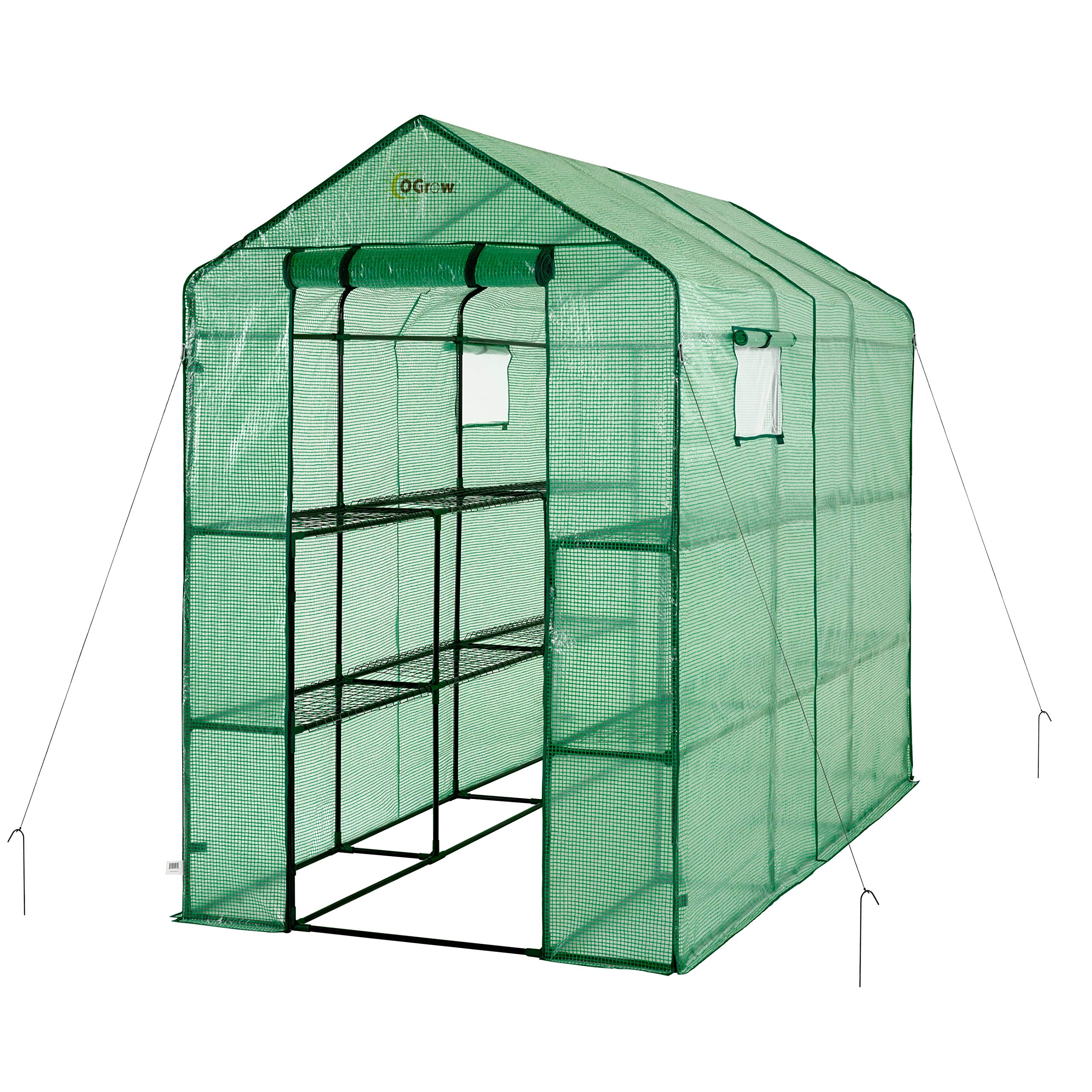OGrow Machrus Portable Walk-in Greenhouse Kit for Outdoor & Indoor Plants - Small Green House with Roll-Up Zipper Door - Perfect for Flowers, Vegetables & Seedlings - Ideal for Backyard, Patio & Gardening Enthusiasts