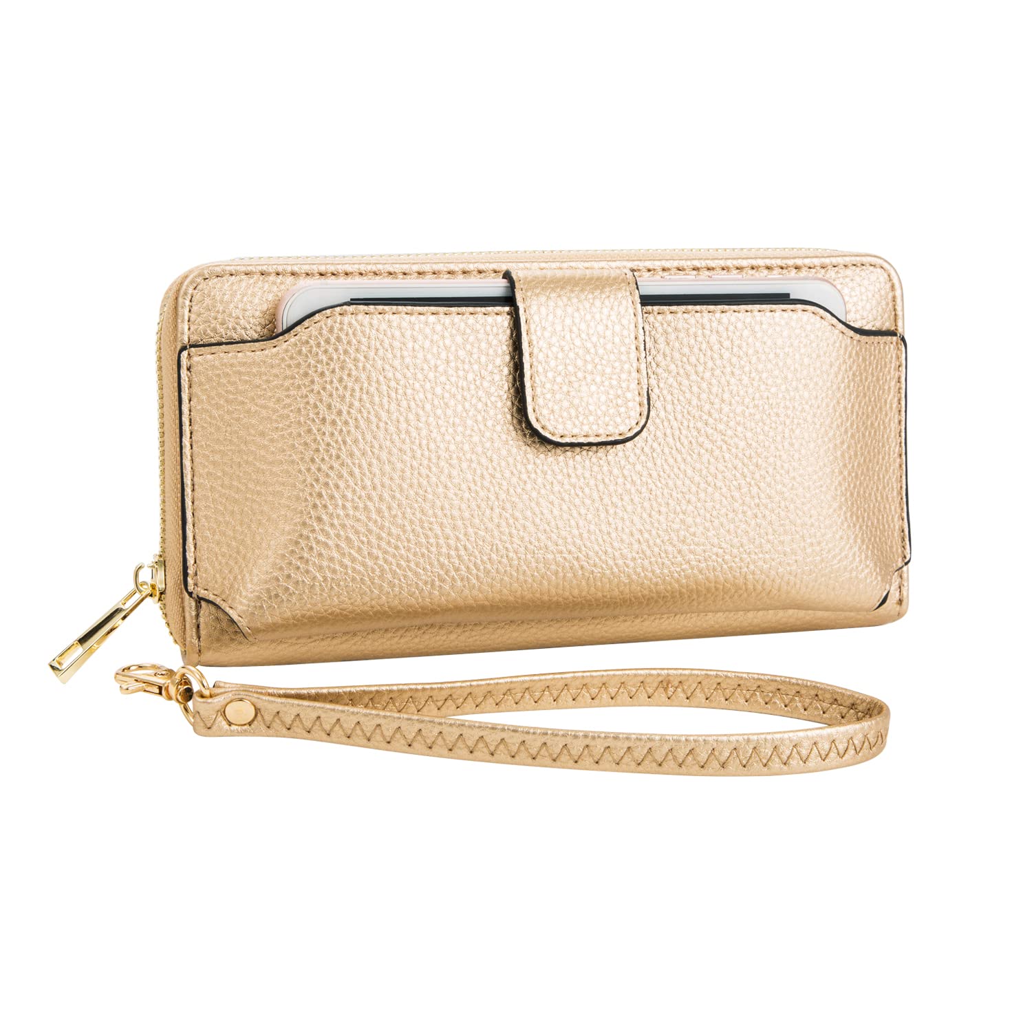 Women's Zip Around Wristlet Wallet with Phone Holder - RFID Blocking Crossbody Handbag for Everyday Use, Travel & Shopping