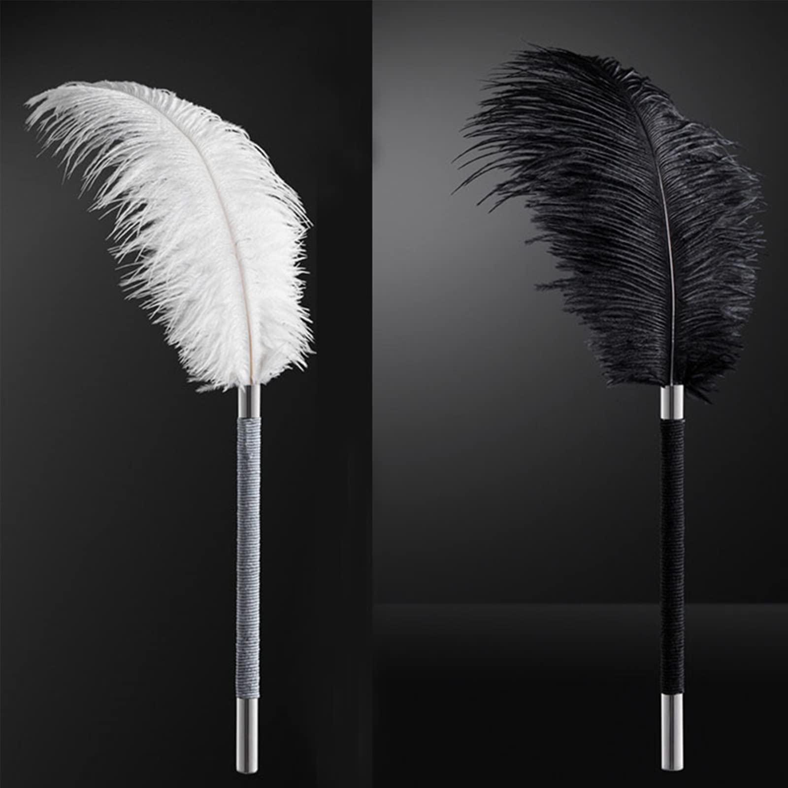 French Maid Feather Tickler Stick - Sensual Adult Toy for Couples Role Play, Lightweight Handle for Teasing & Tickling - Perfect for Romantic Nights & BDSM Play (Black)