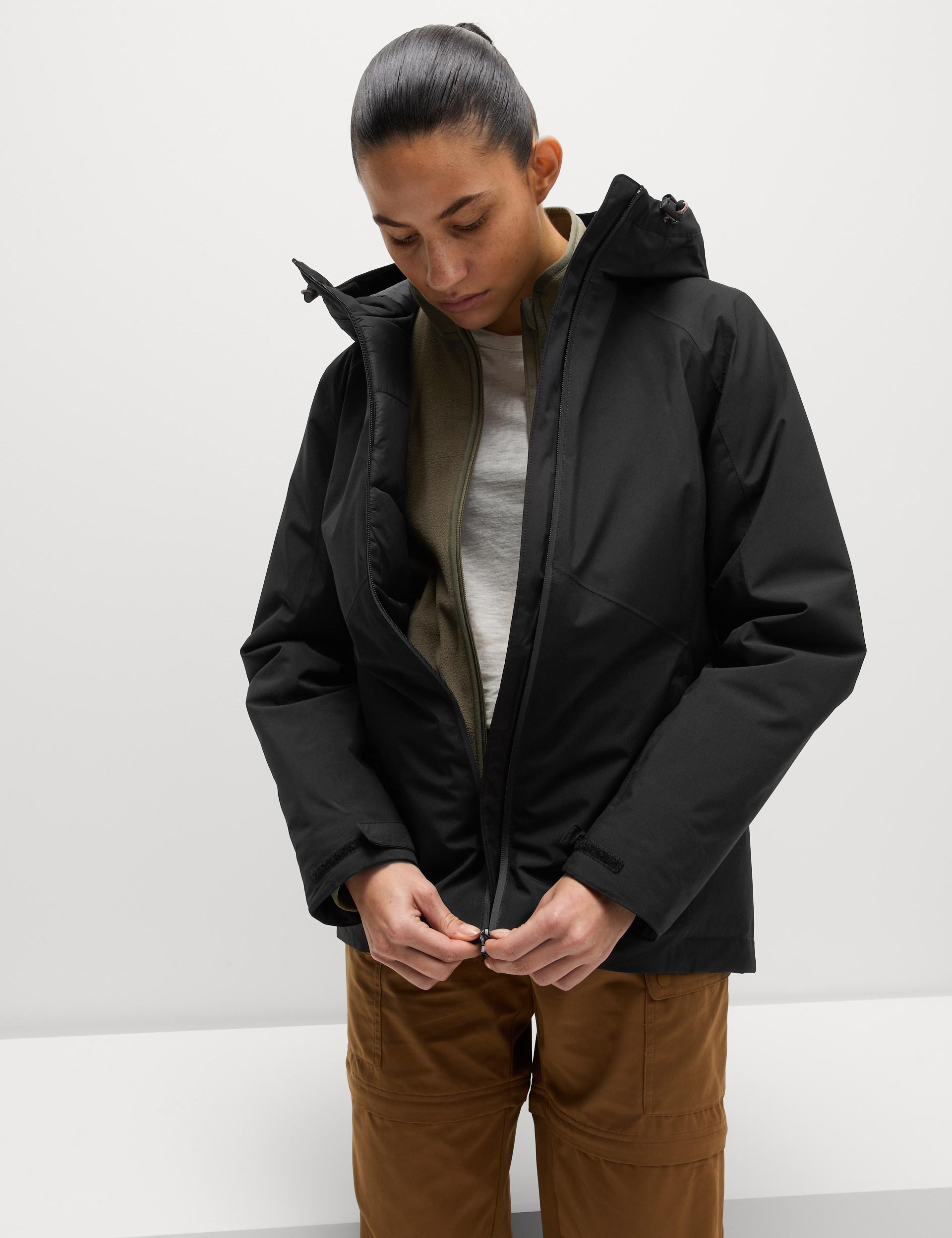 Waterproof Hooded Jacket with Padding - Black | Outdoor Hiking, Camping & Rainy Day Wear