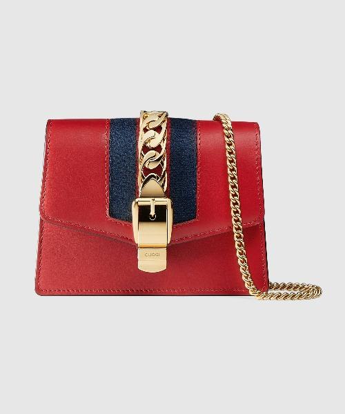 Gucci Sylvie Leather Mini Chain Bag for Women - Hibiscus Red Crossbody Purse | Perfect for Parties, Date Nights & Everyday Use