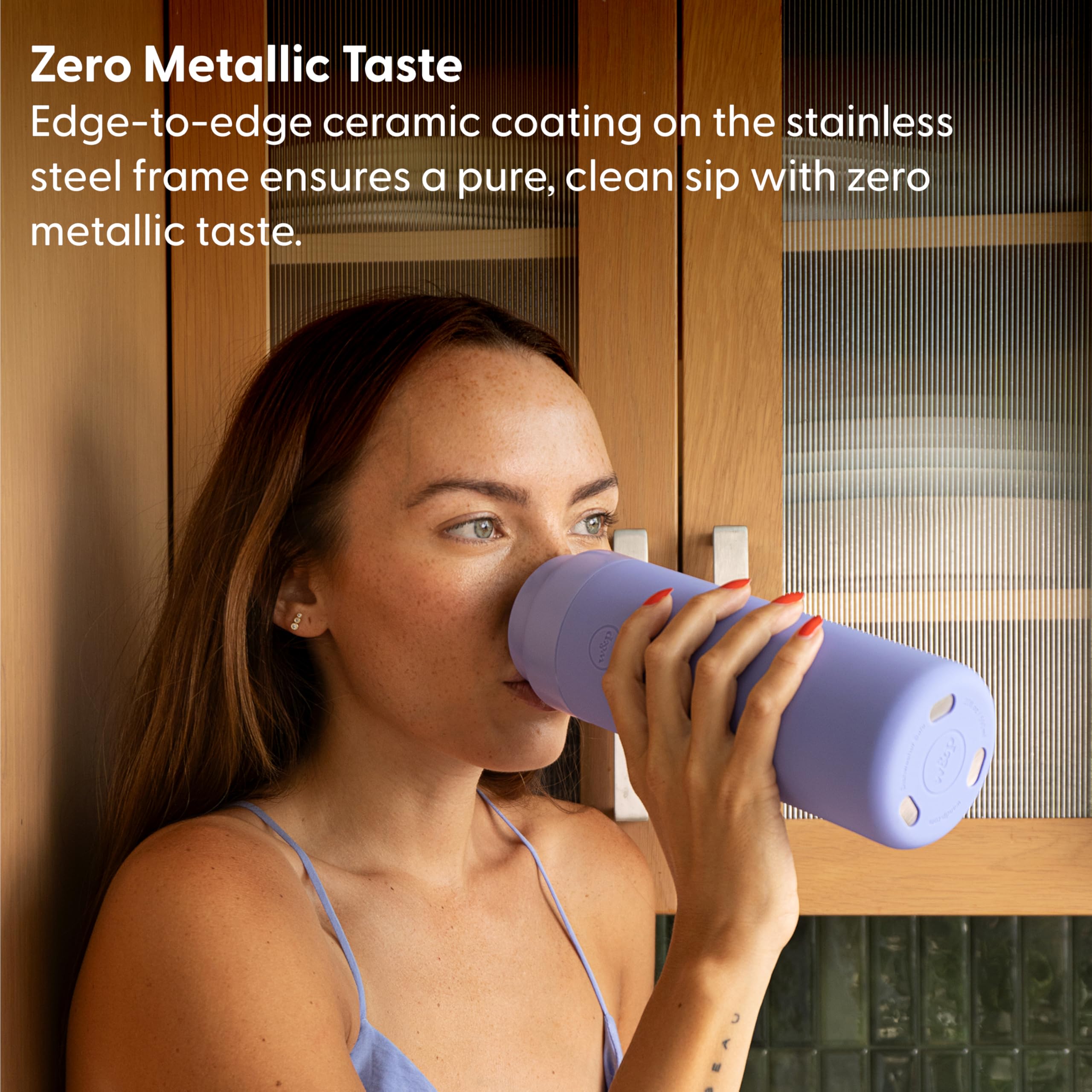 W&P Porter Insulated Bottle 20 oz - Ceramic Coated Vacuum Flask for Coffee, Tea & Water | Wide Mouth, Dishwasher Safe | Cream Terrazzo Design | Perfect for Office, Gym & Outdoor Adventures