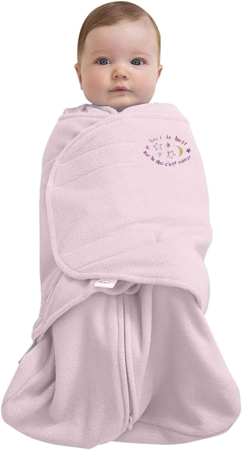 Halo Micro Fleece Sleepsack Swaddle (3.0 TOG) - Pink Baby Swaddle Blanket for Newborns & Infants | Soft & Warm Sleepwear for Cozy Nights & Safe Sleeping