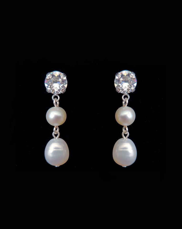 Elegant Crystal & Freshwater Pearl Drop Bridal Earrings - Leila by Kezani | Perfect for Weddings, Prom & Formal Events