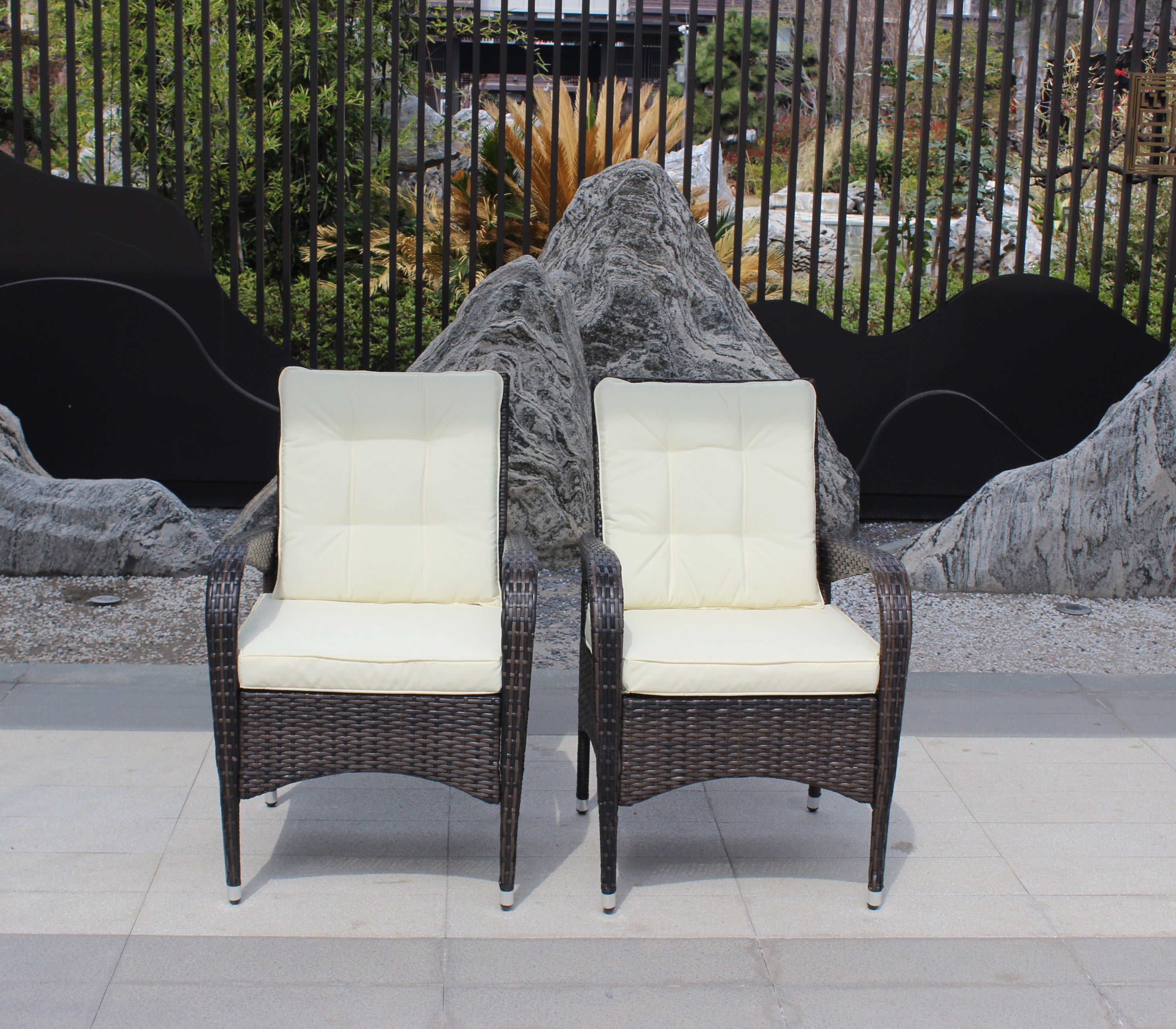 2 Piece Liberatore Dining Chairs with Beige Cushions - Modern Kitchen & Dining Room Furniture Set for Home, Restaurant, and Office Use