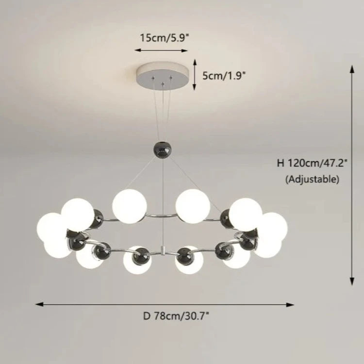 Modern Sputnik Glass Sphere Chandelier - 12/15 Light Fixture for Dining Room, Living Room & Bedroom Lighting | Stylish Mid-Century Ceiling Lamp for Home Decor