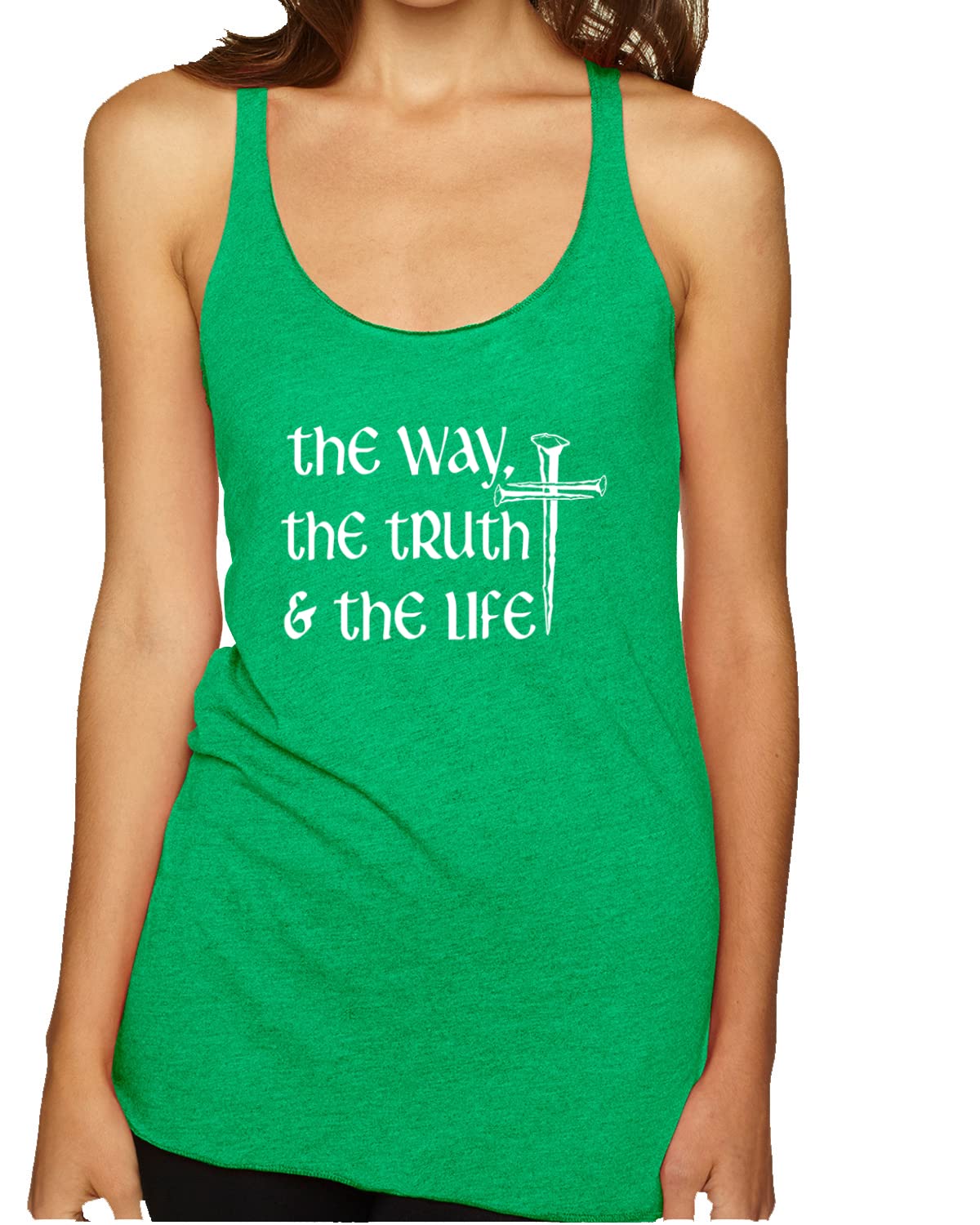 Inspirational Christian Tri-Blend Racerback Tank Top - The Way, The Truth & The Life - Comfortable & Stylish for Church, Worship & Everyday Wear