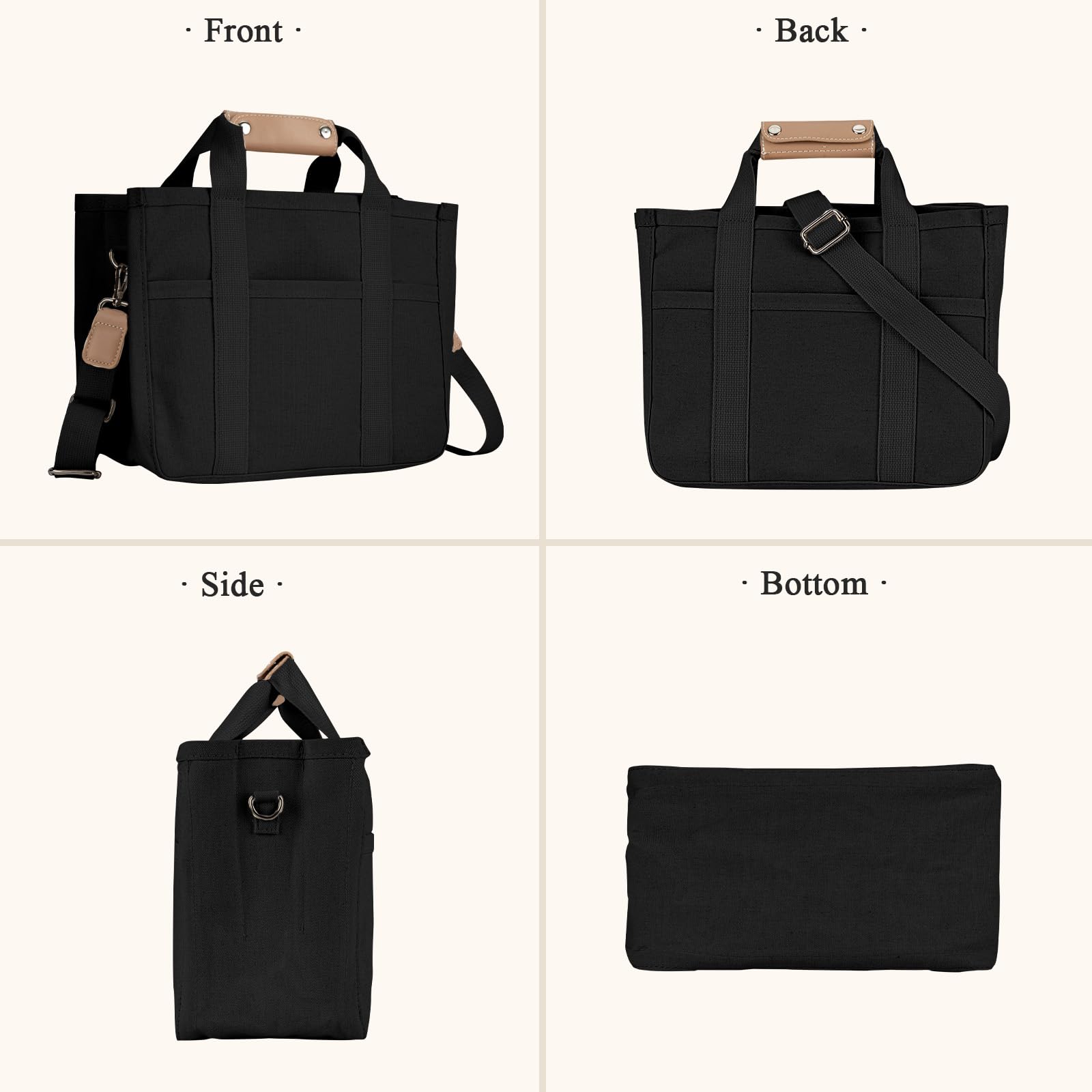 Stylish Multi-Pocket Canvas Tote Bag for Women - Large Capacity Crossbody Shoulder Bag with Multiple Compartments - Perfect for Work, Travel, Shopping & Mom's Daily Essentials