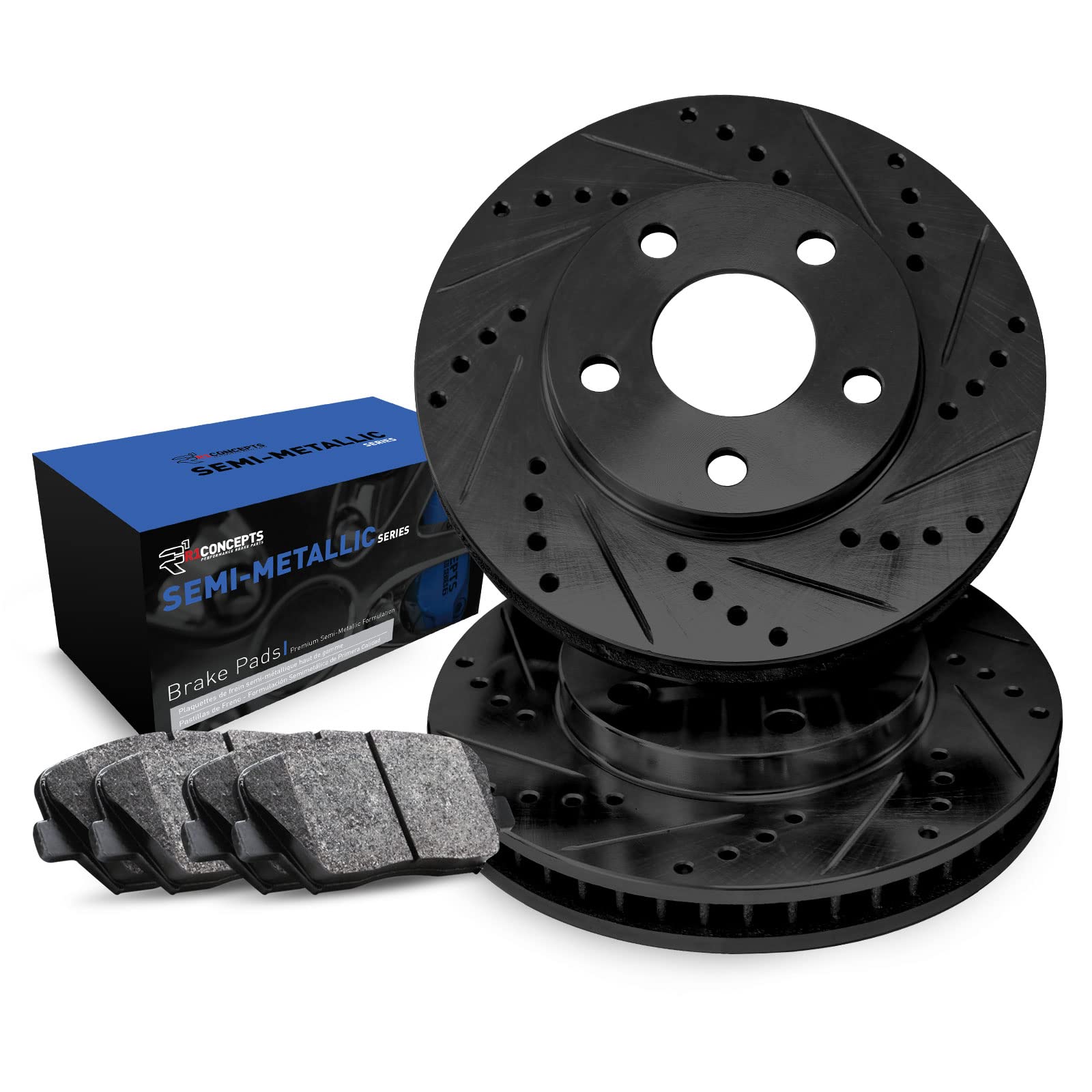 R1 Concepts Front Brake Pads and Rotors Kit - Semi-Metallic Braking System Replacement for Improved Stopping Power | Perfect for Daily Commuting, Highway Driving & Performance Vehicles