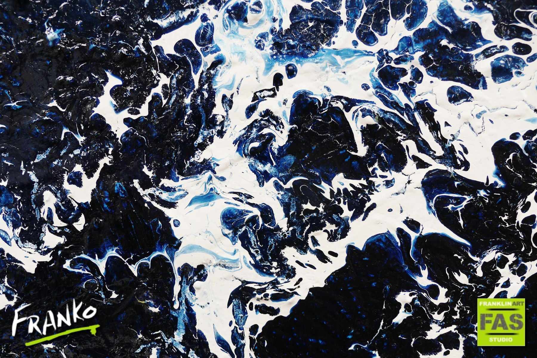 140cm x 100cm Blue Abstract Ocean Painting - Modern Wall Art for Living Room, Bedroom & Office Decor