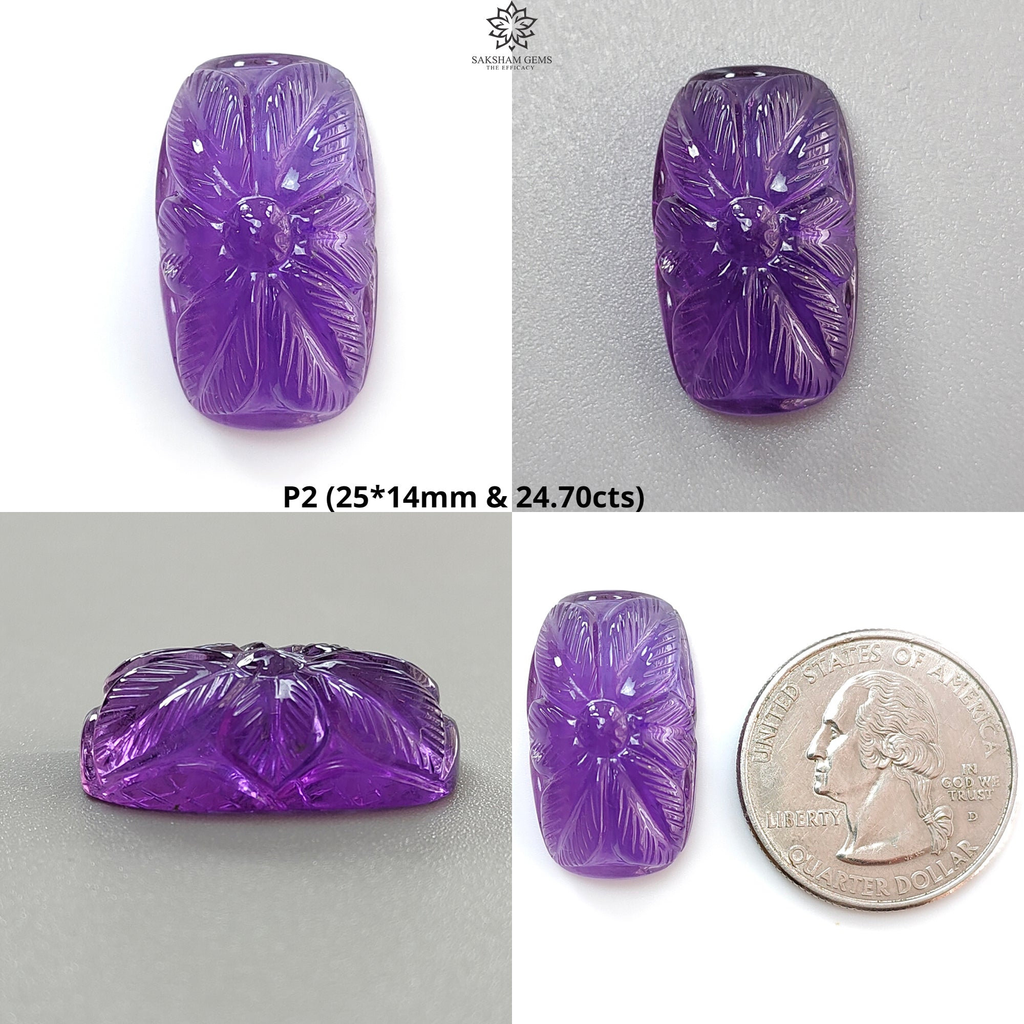 Natural Untreated Citrine & Amethyst Quartz Gemstone Carving - Hand Carved Oval Cushion Shape for Jewelry Making, Healing Crystals, Meditation & Spiritual Gifts (1pc)