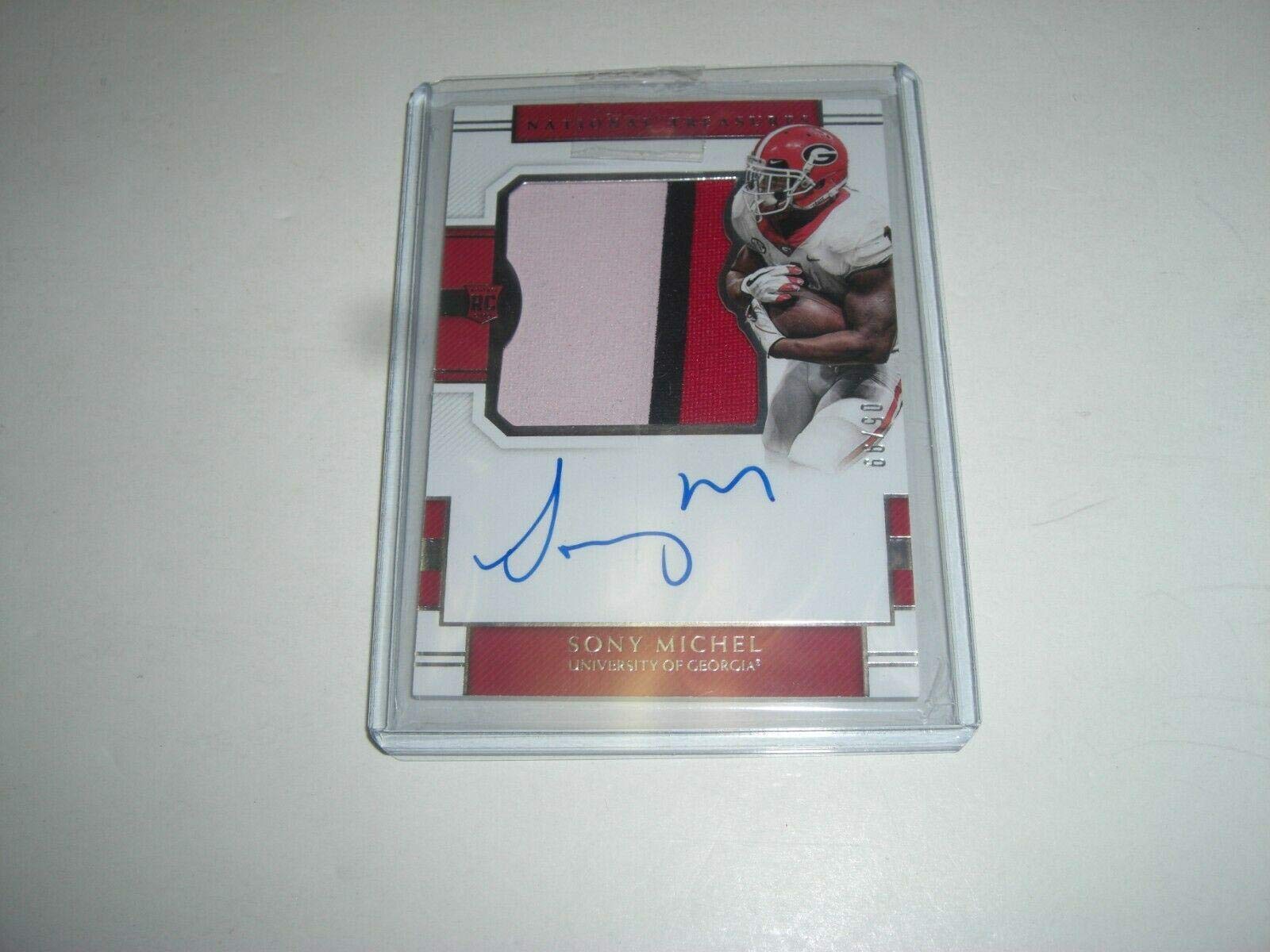 Sony Michel 2018 National Treasures Game Used Jersey Auto 05/99 Signed Football Card - Rare Collectible for NFL Fans, Perfect for Memorabilia Displays & Sports Card Collections