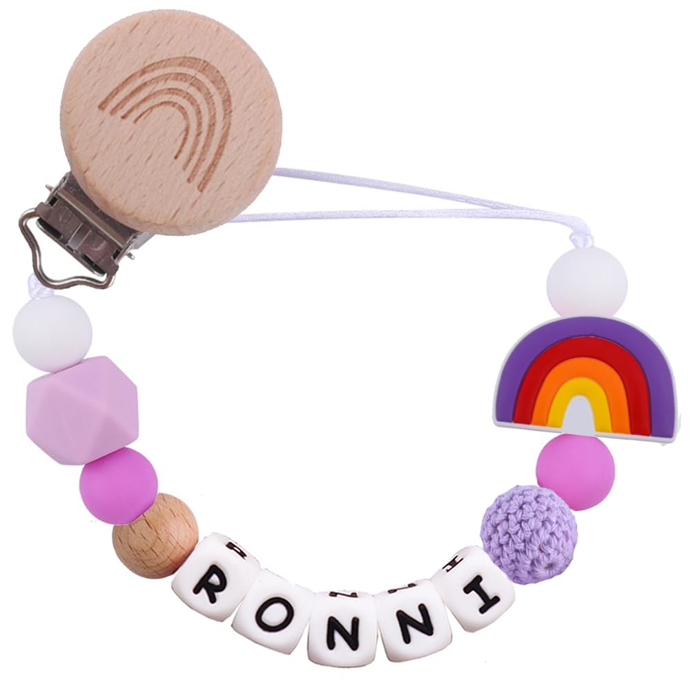 **Personalized Pacifier Clip with Name - Custom Baby Pacifier Holder for Newborns & Infants - Perfect Baby Shower Gift (Purple) - Ideal for On-the-Go, Strollers & Travel**