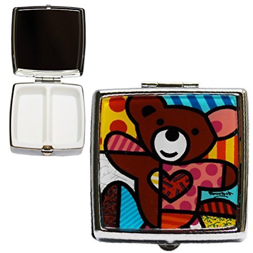Britto Bear Pill Box by Romeo Britto - Colorful Designer Medicine Organizer for Travel, Home & Daily Use