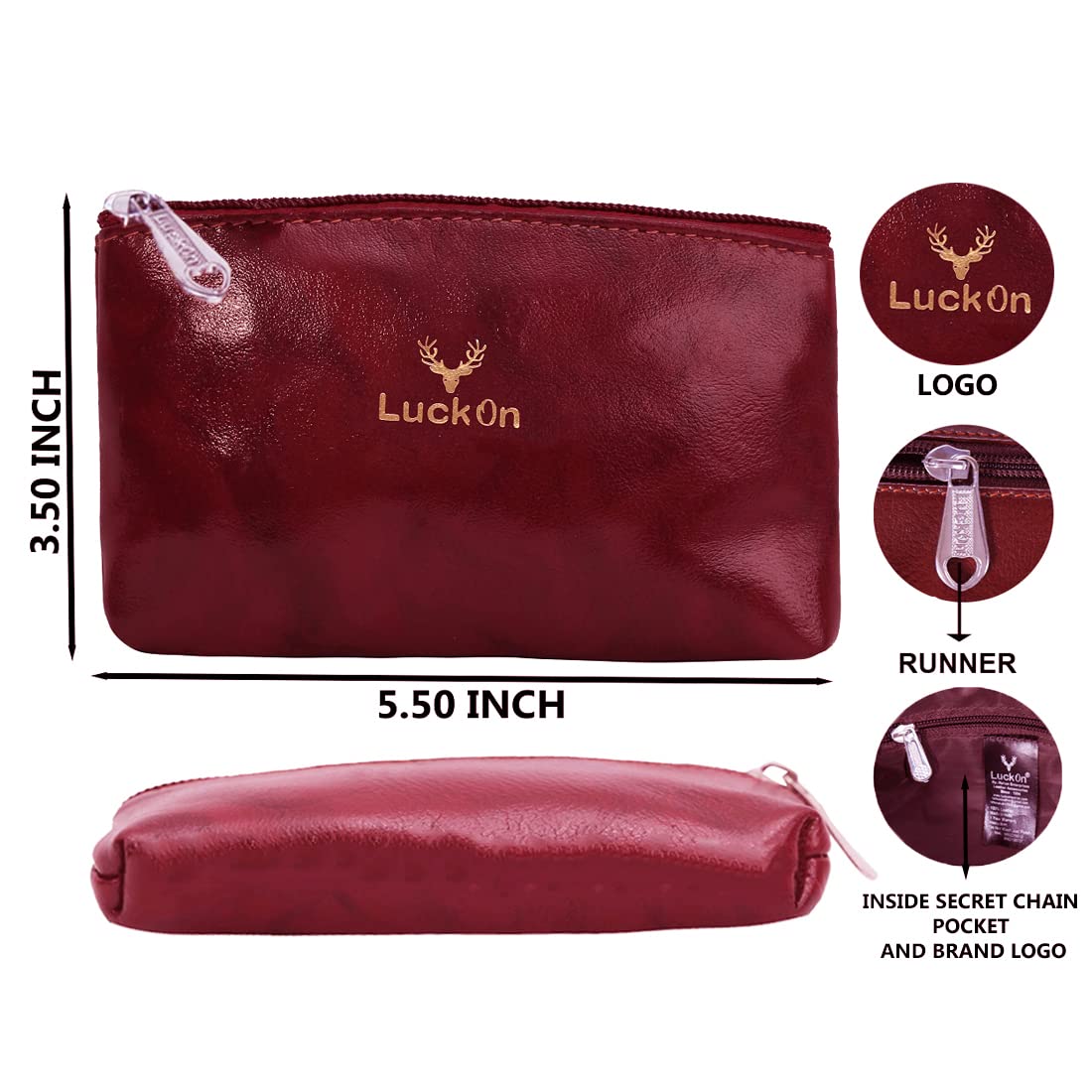 LuckOn Genuine Leather Women's Small Wallet - Compact Coin Purse & Card Holder for Ladies (5.5