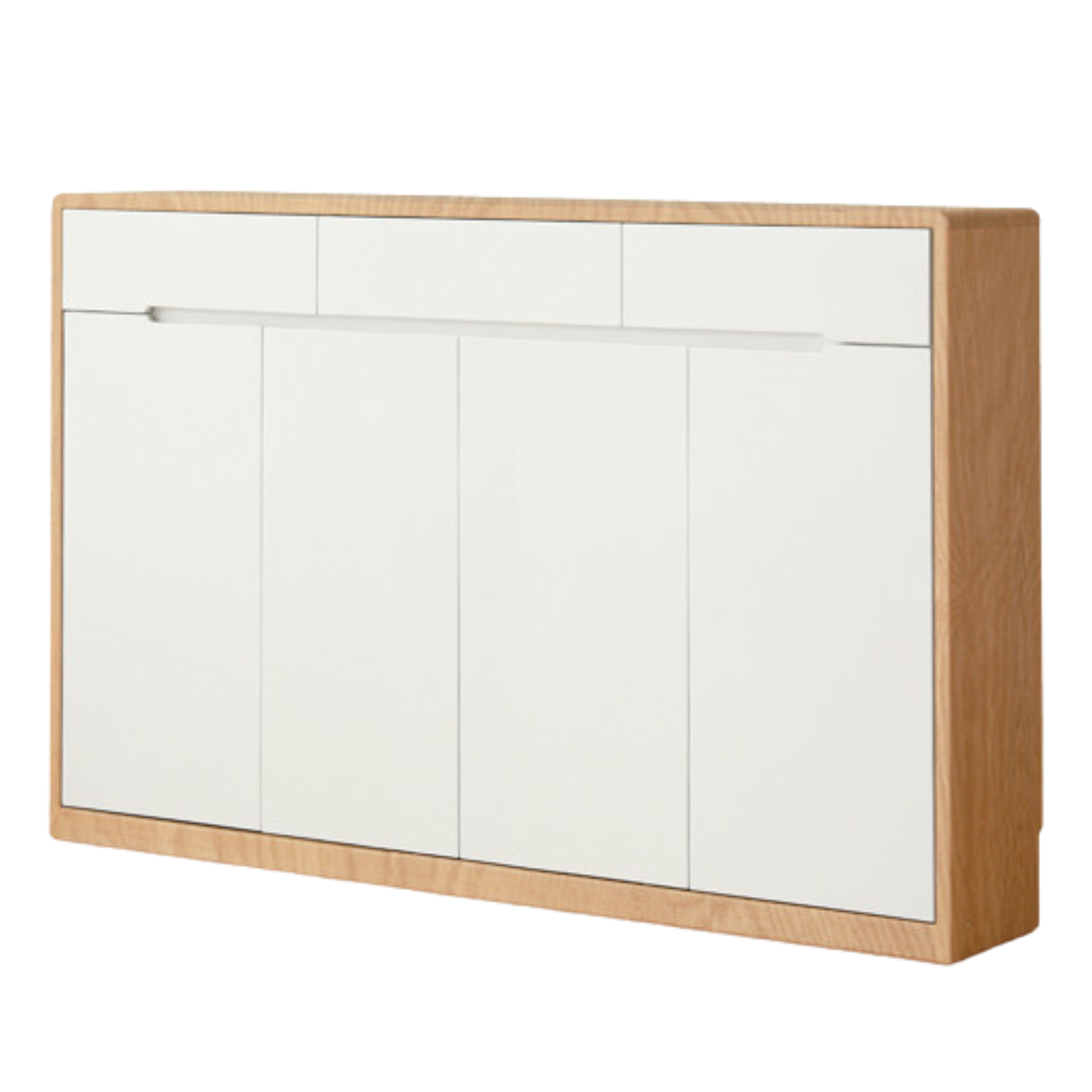 Solid Oak Wood Ultra Thin Sideboard - Modern Slim Console Table for Living Room, Entryway, or Dining Room Storage