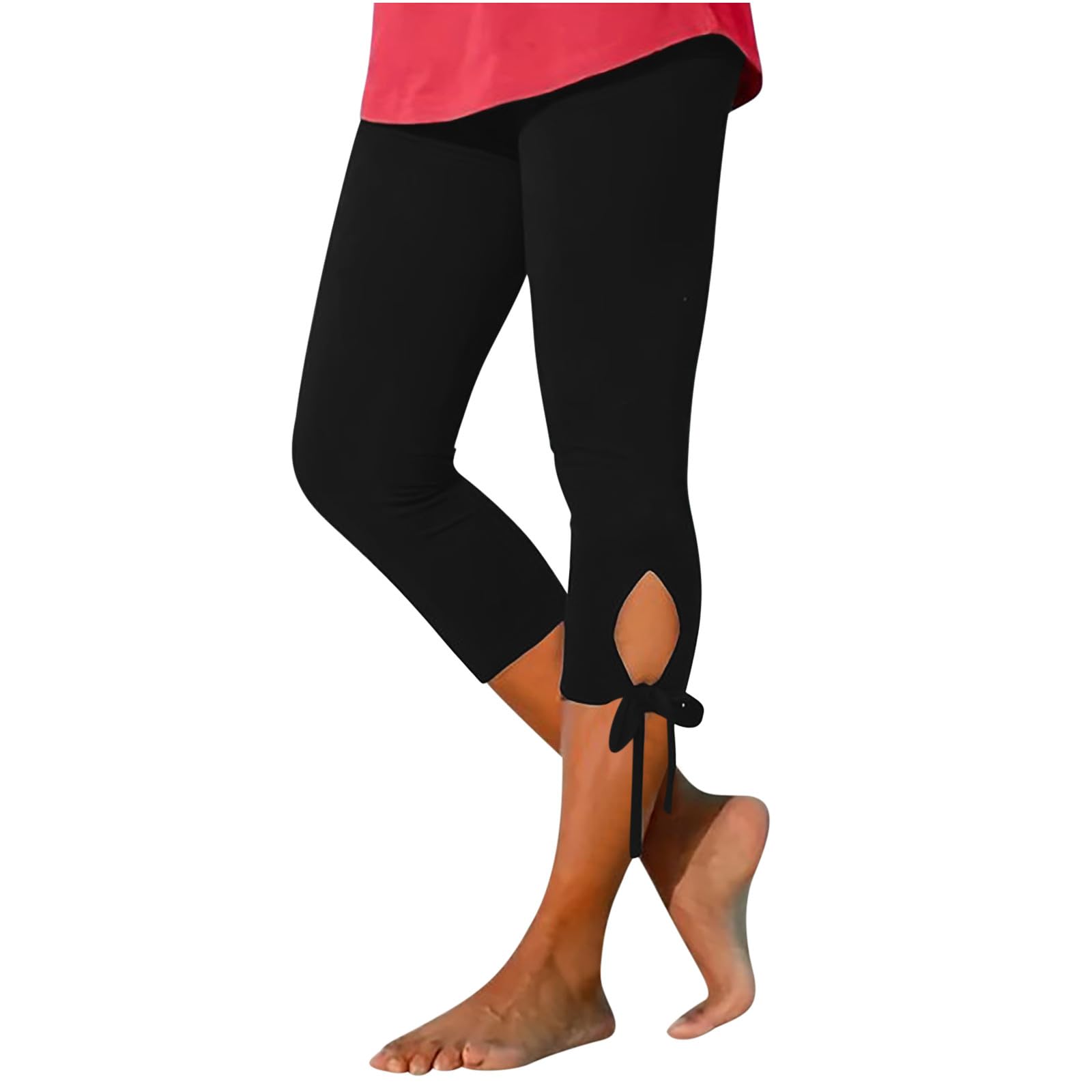Women's High Waisted Capri Leggings with Tummy Control - Breathable Hollow Out Yoga Pants for Workout & Running - Perfect for Gym, Yoga & Casual Wear