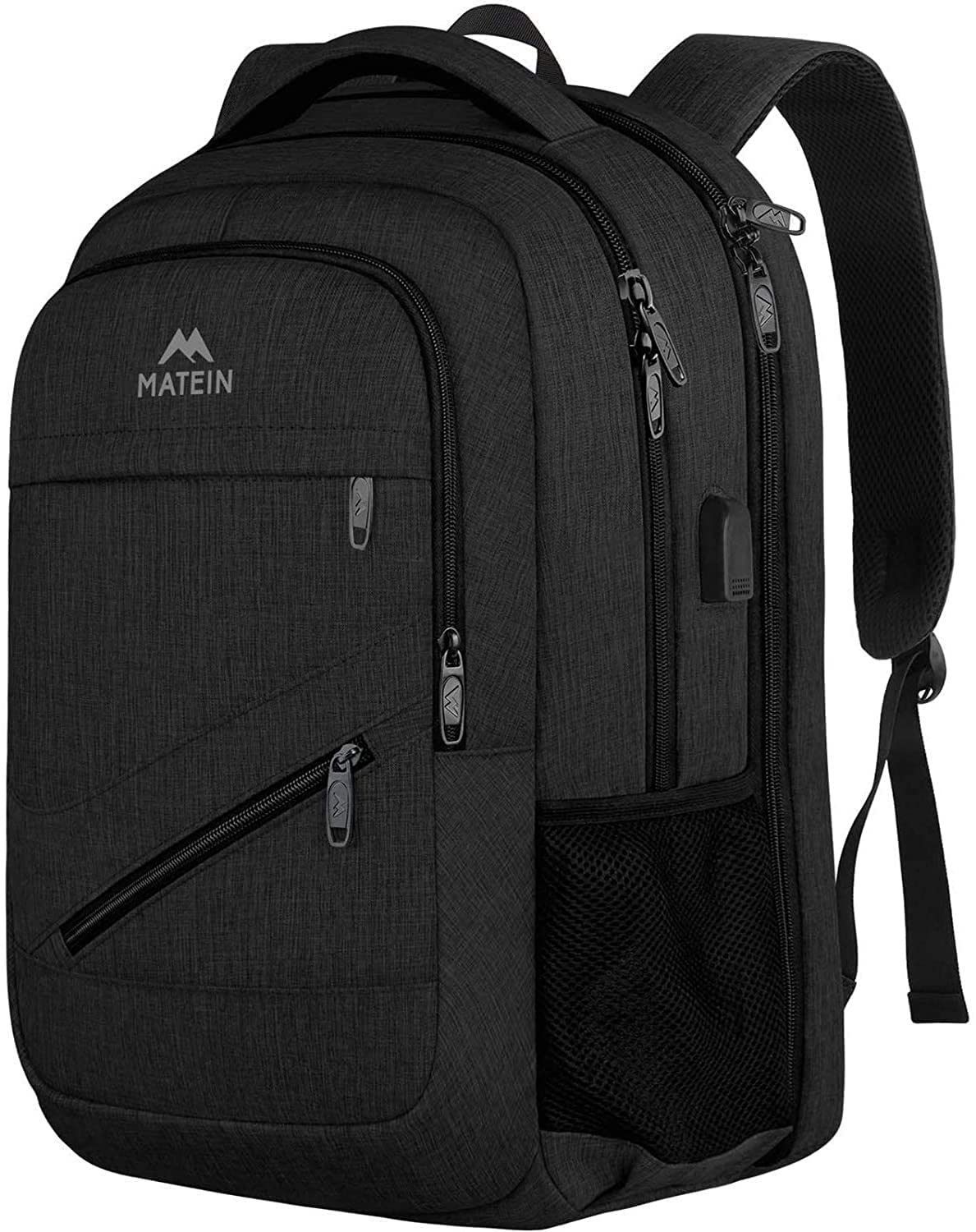 MATEIN 15.6 Inch Water Resistant Laptop Backpack for Women & Men - Professional Business Travel Backpack with Multiple Organization Pockets - Perfect for Airplane Travel, Commuting & Daily Use (Black)