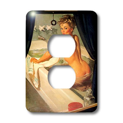 3DRose Famous Elvgren Pinup in Bathtub Painting Light Switch Cover - Vintage Art Decor for Bedroom, Bathroom & Living Room