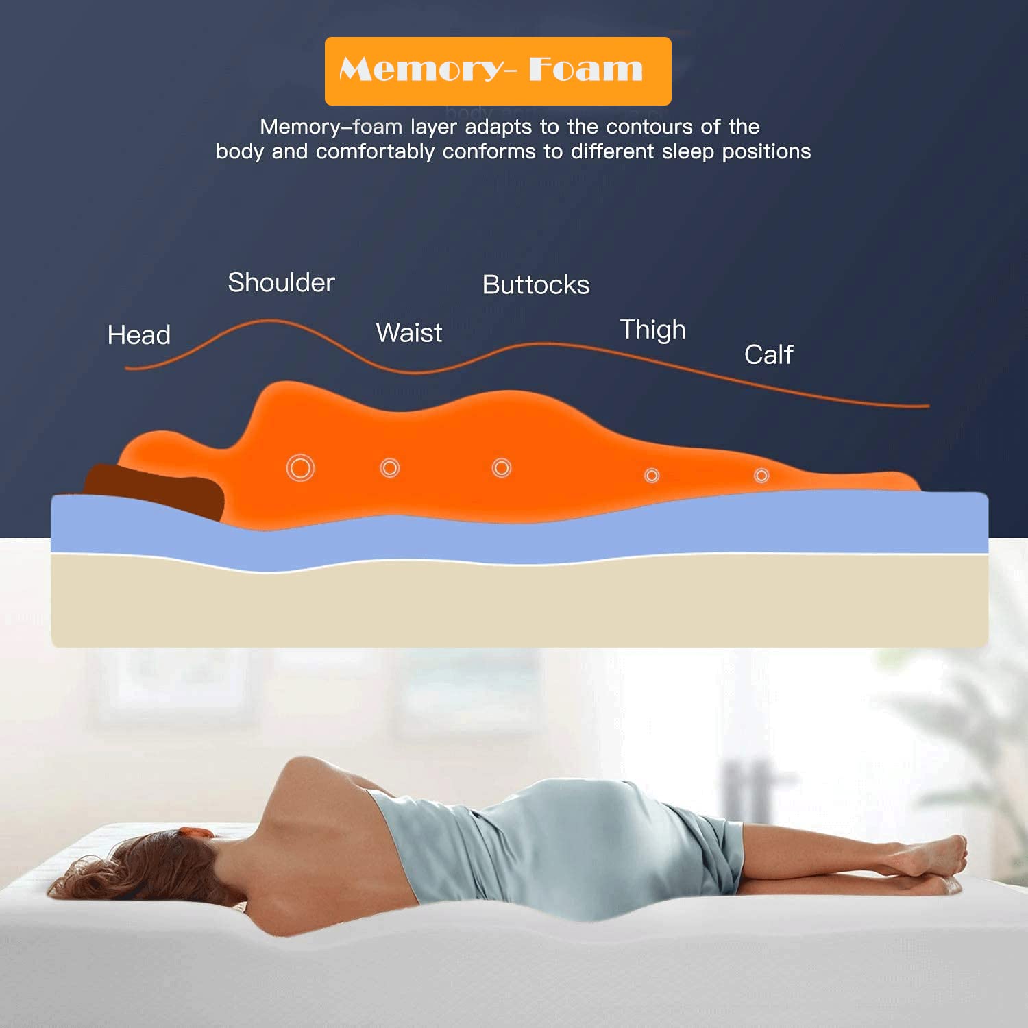 DKELI 8 Inch Queen Size Gel Memory Foam Mattress - Medium Firm, CertiPUR-US Certified, Cooling & Pressure Relief for Back Pain - Perfect for Hot Sleepers, Guest Rooms & Small Apartments
