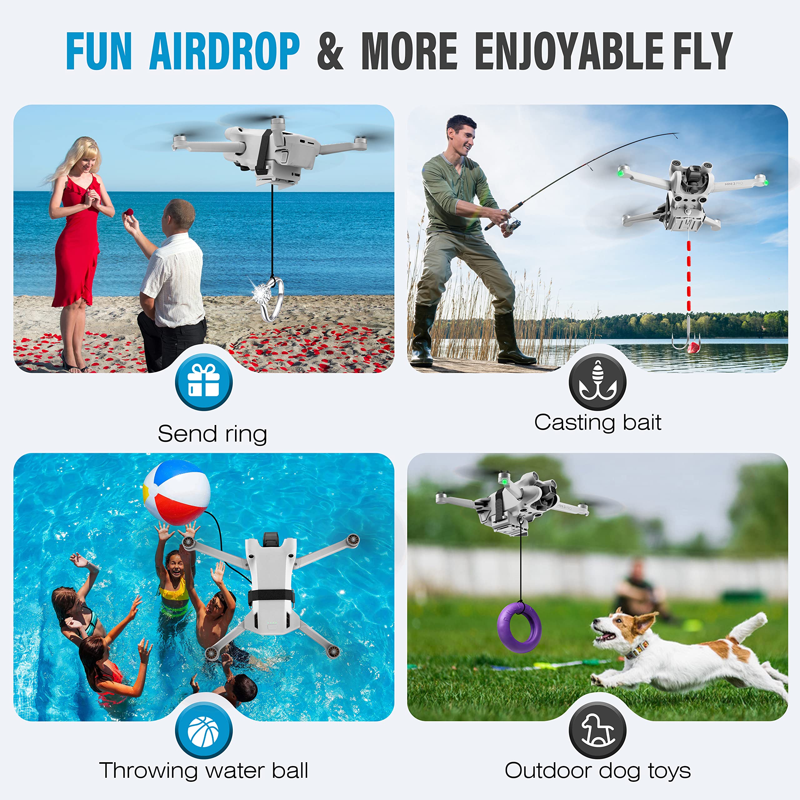 DJI Mini Series Drone Airdrop System - Payload Delivery & Transport Release Device for DJI Mini 4K/4 Pro/3 Pro/3/SE/2/2 SE - Perfect for Aerial Delivery, Emergency Supplies & Outdoor Adventures