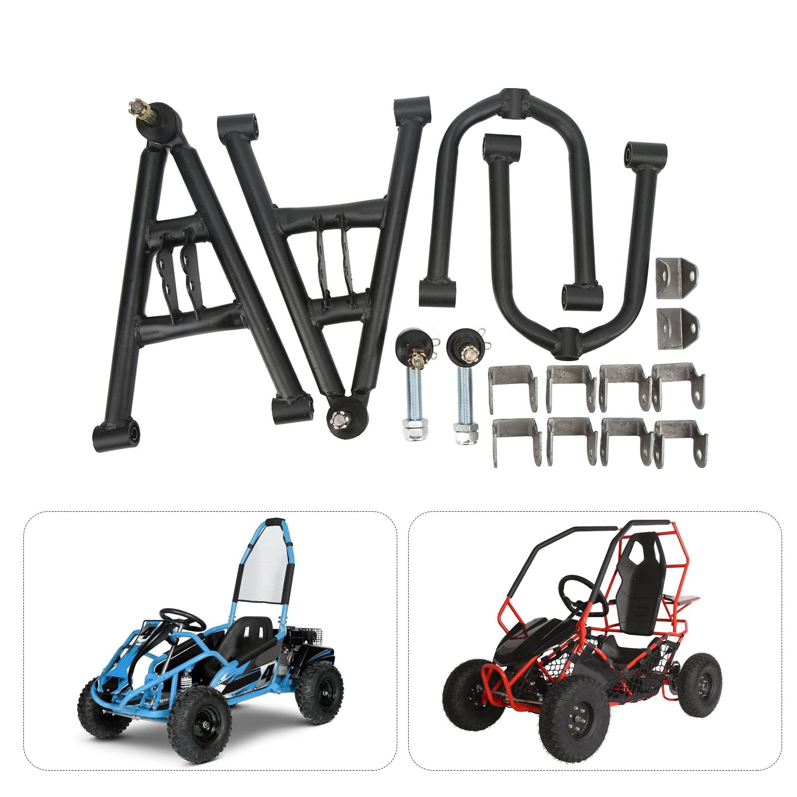 Yctze 350mm Upper Lower Swing Arm Kit - Front Suspension Shock Replacement for 150cc 200cc 4 Wheel ATV Quad Bike & Go Kart - Perfect for Off-Roading, Trail Riding & Dirt Track Racing
