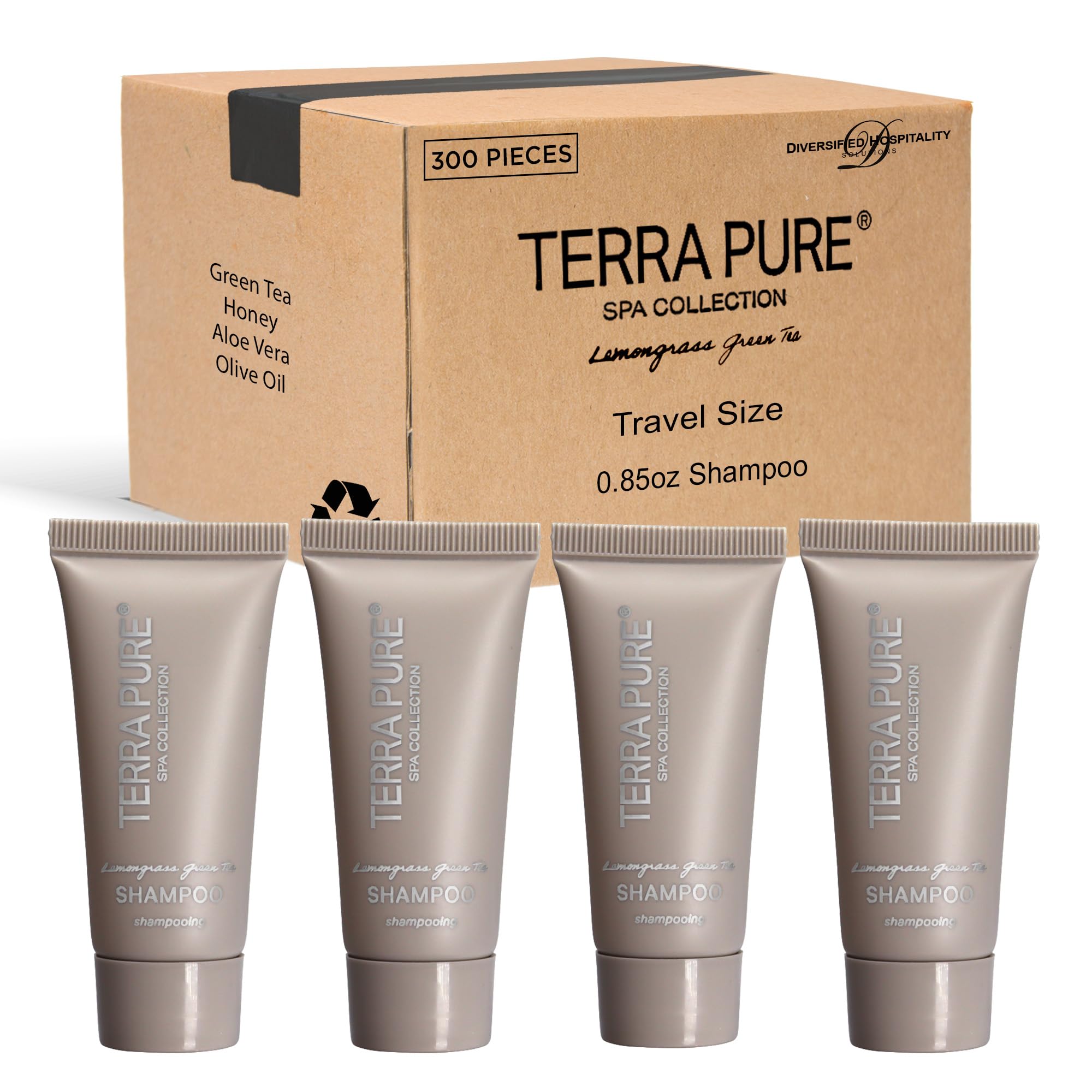 Terra Pure Spa Collection - Premium Travel-Size Hotel Shampoo, Conditioner & Body Wash Set (0.85 oz Tubes, Case of 300) | Perfect for Hotels, Gyms, Spas & Luxury Travel Essentials