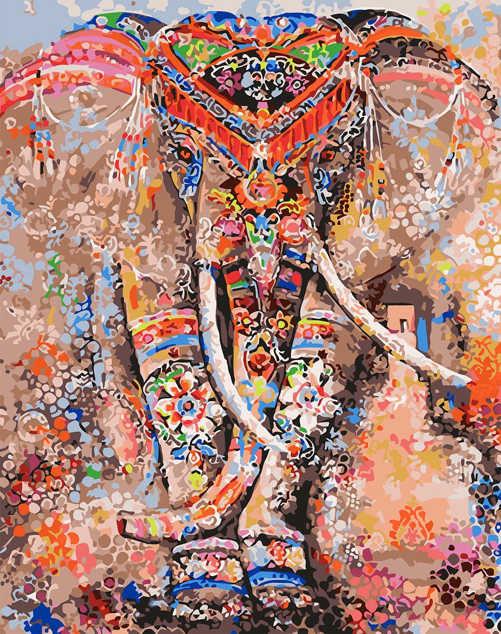 Eiazuiks Elephant Paint by Numbers Kit for Adults - 16” x 20” Oil Painting Canvas with 3 Paintbrushes, Beginner-Friendly DIY Art Project | Perfect for Home Decor, Stress Relief & Creative Gift Ideas