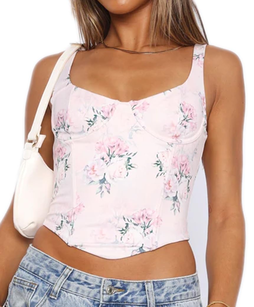 Sexy Strappy Tank Crop Top for Women - Backless Bustier Low Cut Cami Corset | Y2K Summer Trendy Sleeveless Shirt | Perfect for Beach, Club, and Night Out