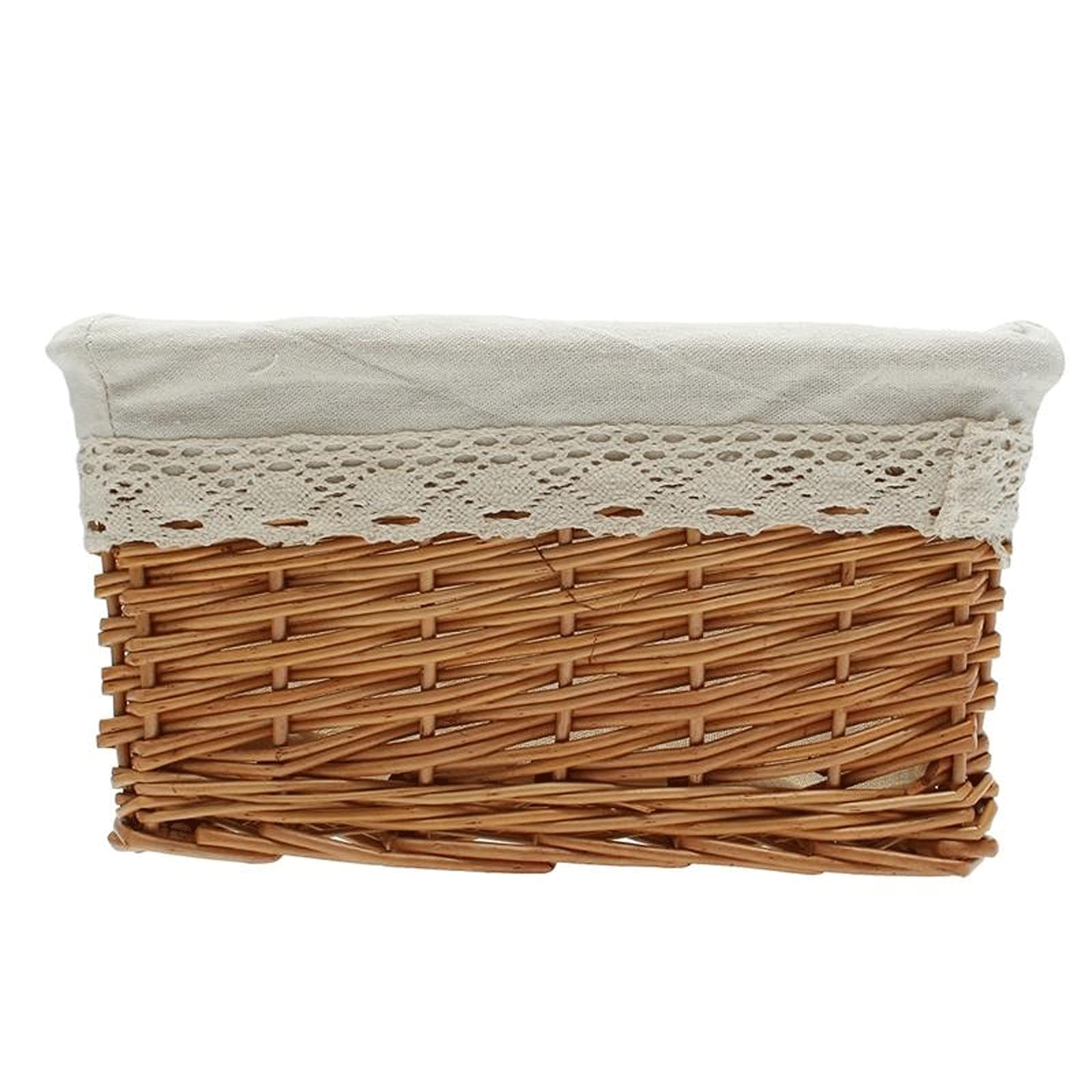 Multipurpose Rectangular Wicker Storage Basket with Removable Washable Liner - Willow Woven Storage Boxes for Home Organization, Nursery, Bathroom & Closet