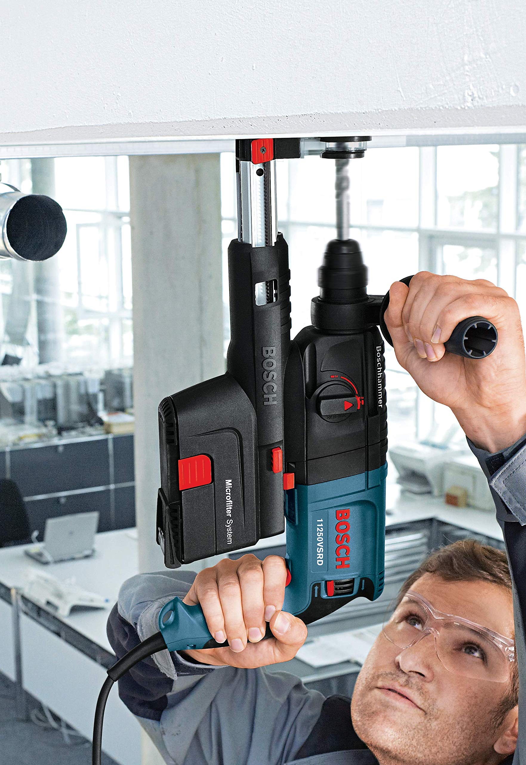 Bosch 11250VSRD 6.1 Amp 3/4-Inch Rotary Hammer Drill with Dust Collection System - Perfect for Concrete Drilling, Masonry Work & Demolition Projects