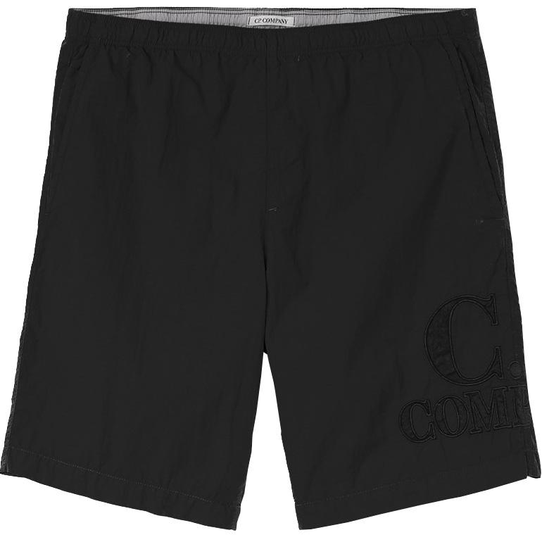 CP Company Men's Black Nylon Swim Shorts with Logo - Quick-Dry Beachwear for Swimming, Surfing & Summer Vacations