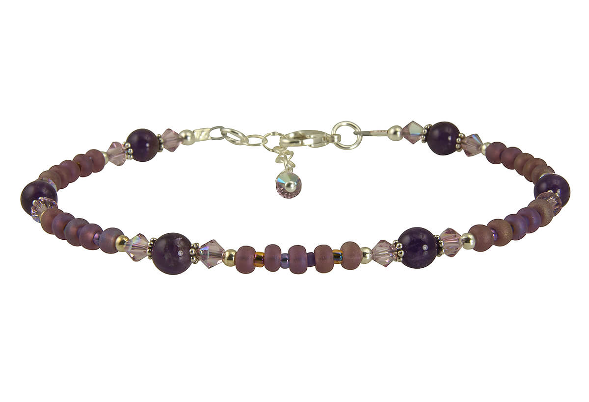 Natural Amethyst Gemstone Beaded Anklet Bracelet for Women - Adjustable Crystal Healing Jewelry for Yoga, Meditation & Spiritual Wellness