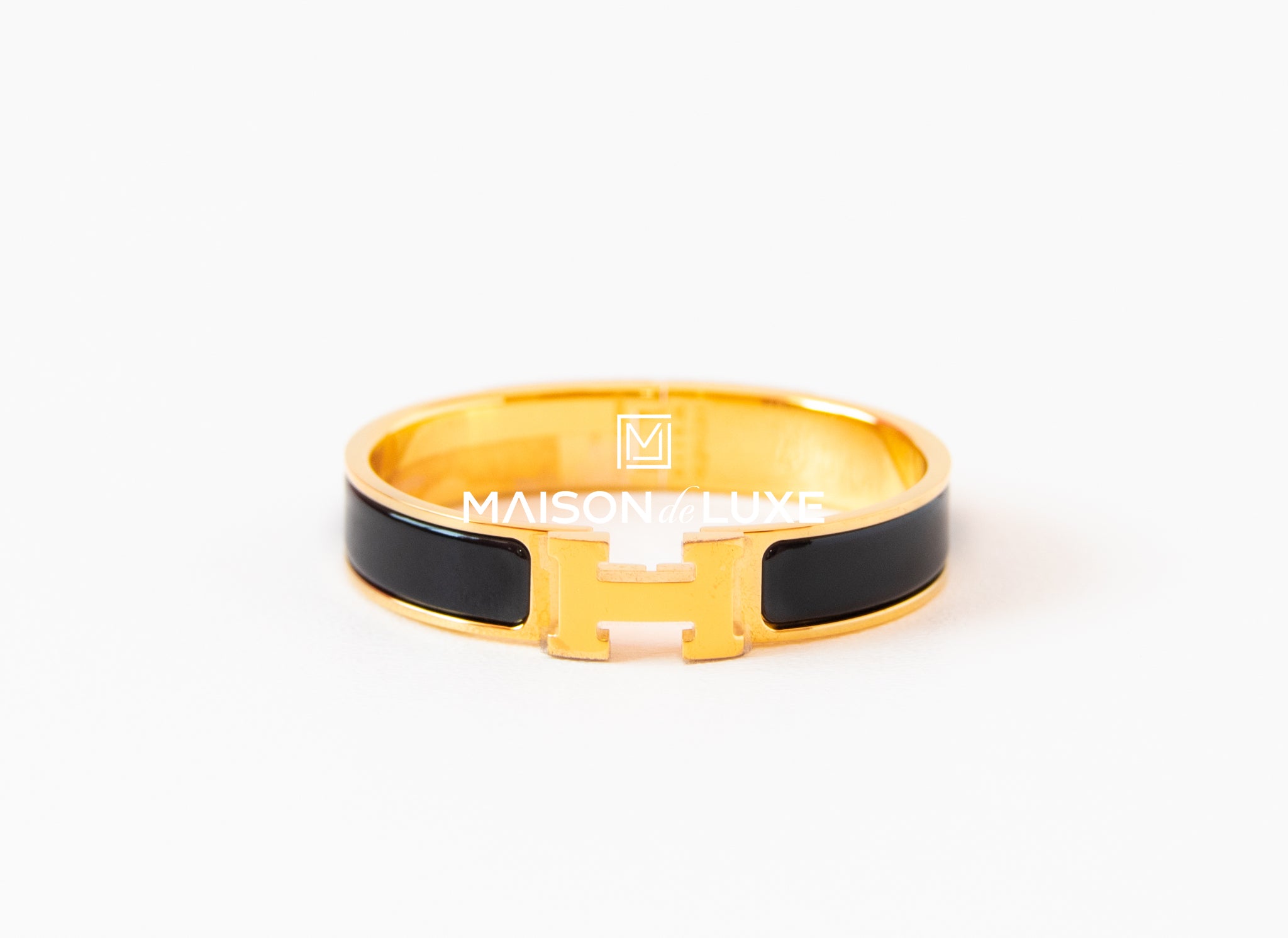 Hermes Black Clic Clac H Narrow Bracelet Cuff PM - Luxury Fashion Accessory for Women, Perfect for Parties, Weddings & Everyday Elegance