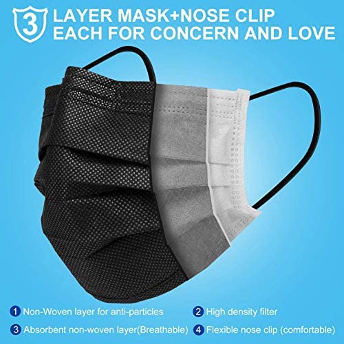 Wisezag Black Pink Disposable Face Masks 3-Ply with Nose Clip - 100 Pack | Breathable Surgical Masks for Women & Men | Perfect for Daily Use, Travel, and Public Safety Protection