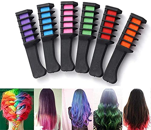 6 Colors Washable Disposable Hair Chalk Comb for Girls - Rainbow Hair Dye for Valentine's Day, Masquerade & Cosplay | DIY Hair Decoration & Gift Idea (Green) | Perfect for Parties, Halloween & Creative Styling